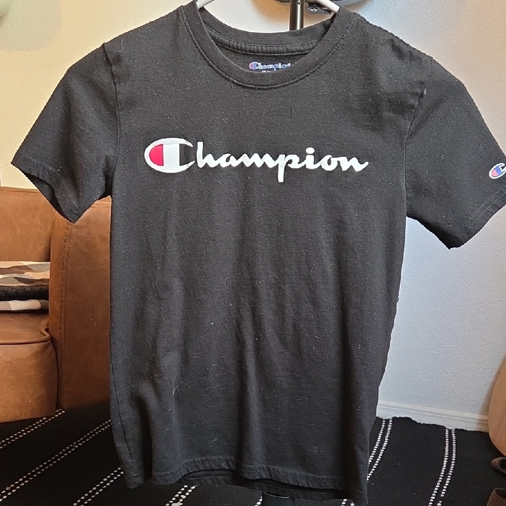 Champion Black Tee with Logo